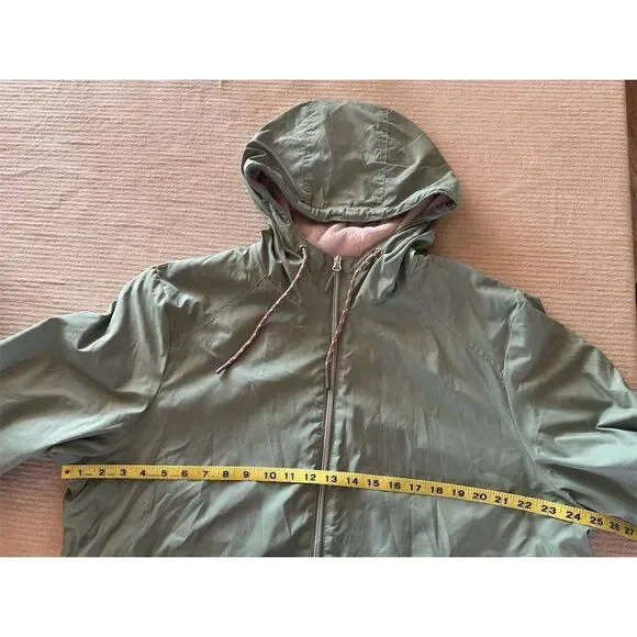 Free Country Women's Windbreaker Jacket 2XL Green Faux Fur Lined Hooded - Picture 10 of 13